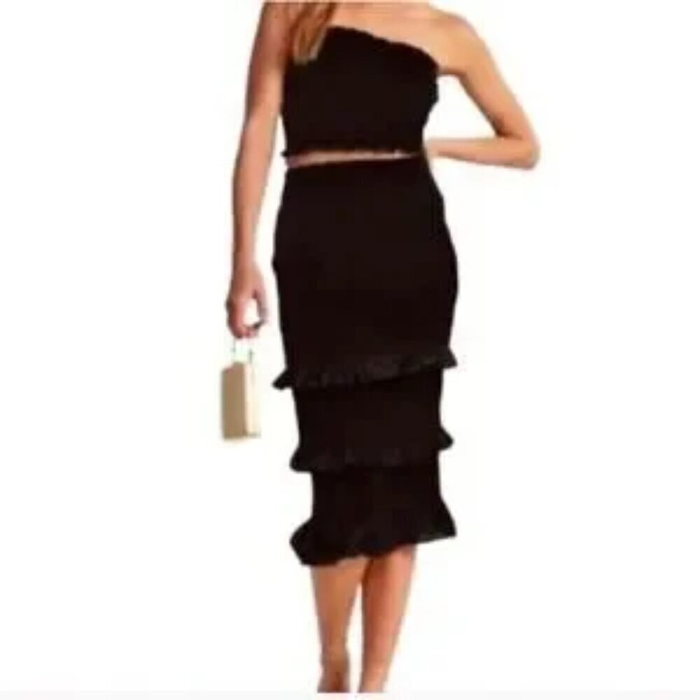 Abercrombie & Fitch Black Smocked Tiered Ruffle Skirt Size S NWT - Picture 16 of 16